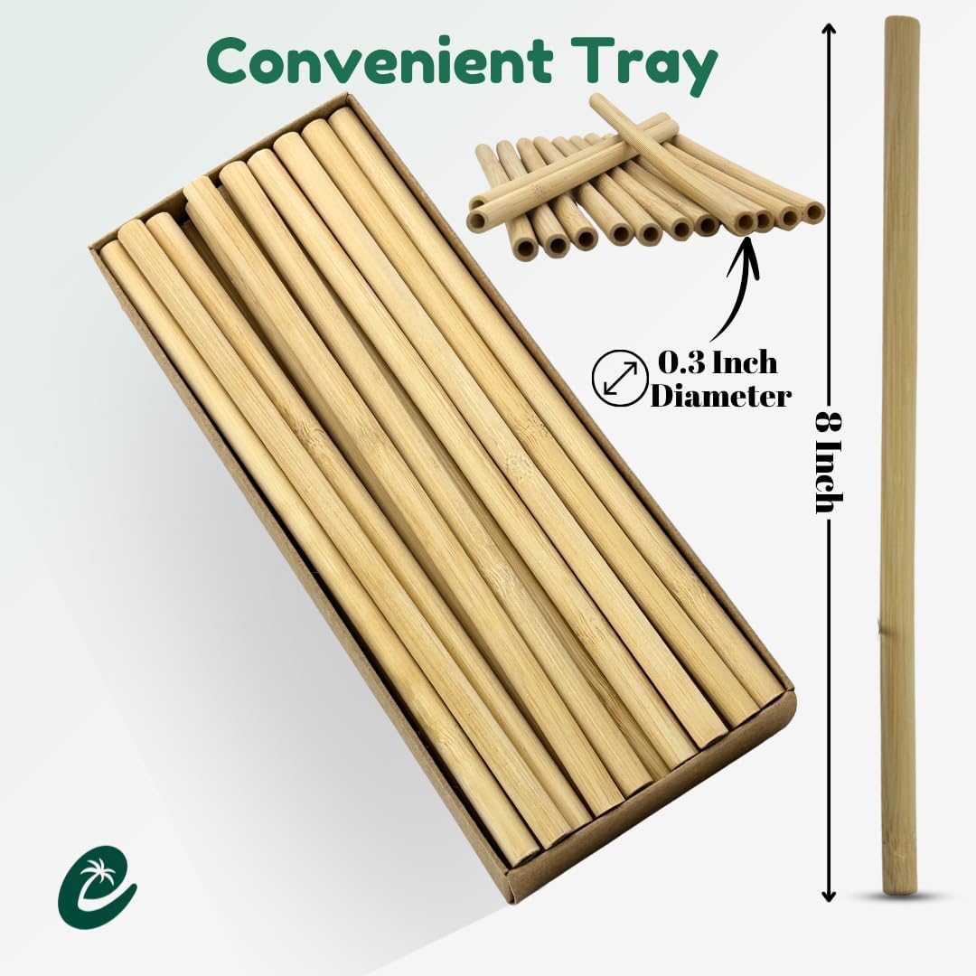 Bamboo Drinking Straws – 50 Pack |Reusable • Organic • Dishwasher-Safe • Compostable