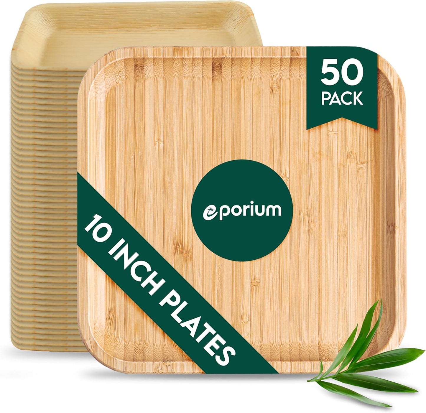 Square Palm Leaf Plates | 10 Inches | Heavy-Duty, Microwave-Safe, 100% Compostable Dinnerware