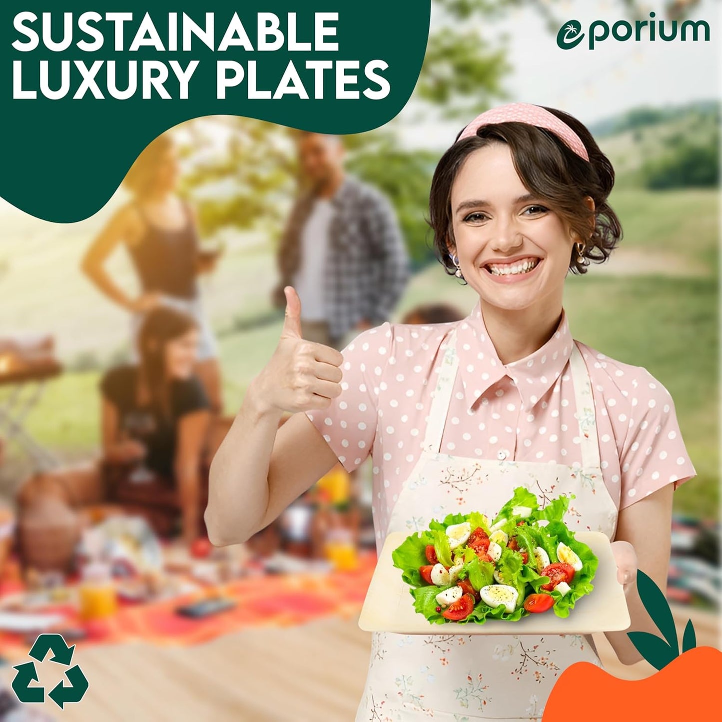 Square Palm Leaf Plates | 10 Inches | Heavy-Duty, Microwave-Safe, 100% Compostable Dinnerware